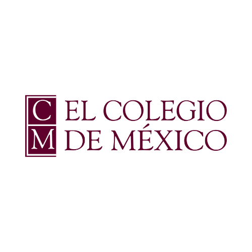 Logotipo de El Colegio de México (El Colmex), una prestigiosa institución de educación superior e investigación en ciencias sociales y humanidades. El logo muestra las letras "CM" dentro de dos cuadrados superpuestos en la esquina superior izquierda, seguido del texto "EL COLEGIO DE MÉXICO" en letras mayúsculas, todo en color rojo oscuro sobre un fondo blanco.