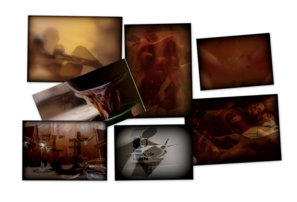 Un collage digital compuesto por seis fotografías rectangulares dispuestas de forma irregular sobre un fondo blanco. Las fotografías, tomadas por la fotógrafa Itzamá Enríquez Íñiguez y publicadas en El Cafecito en 2013, presentan una variedad de escenas con un estilo visual que sugiere un tratamiento artístico o de edición.