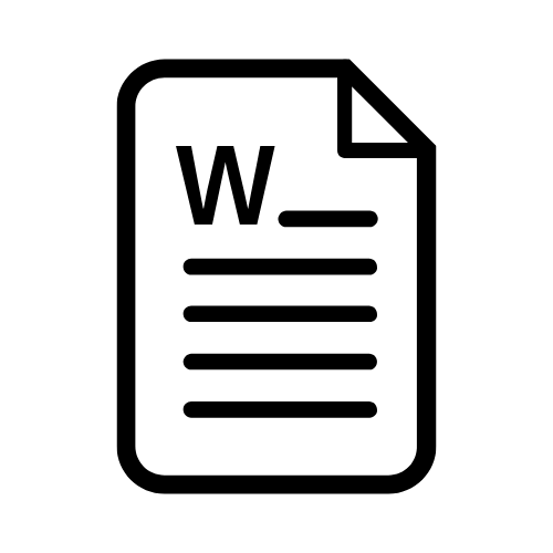 Dibujo lineal de un archivo con una W al inicio que representa al procesador de textos Microsoft Word.