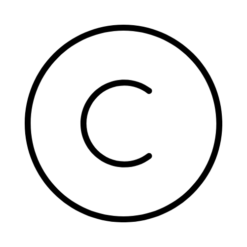 Símbolo de Copyright en negro sobre blanco.